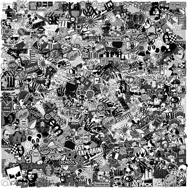 StickerBomb черно-белый